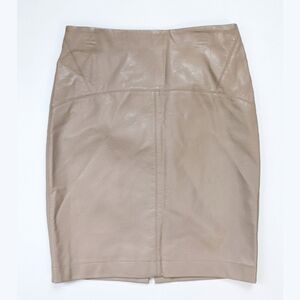 ZARA BASIC High Waist Beige Faux Leather Pencil Skirt Womens Size Medium Neutral